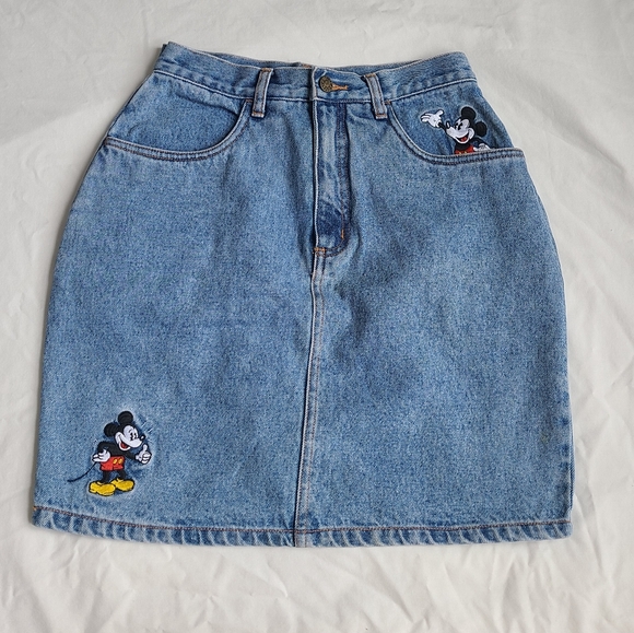 Disney Dresses & Skirts - The Disney Store Vintage Peace Love and Micky Mouse Jean Skirt